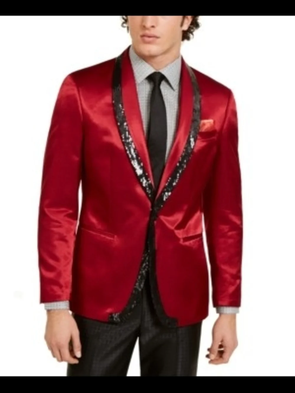 Tallia Mens Satin Sequined Tuxedo Blazer